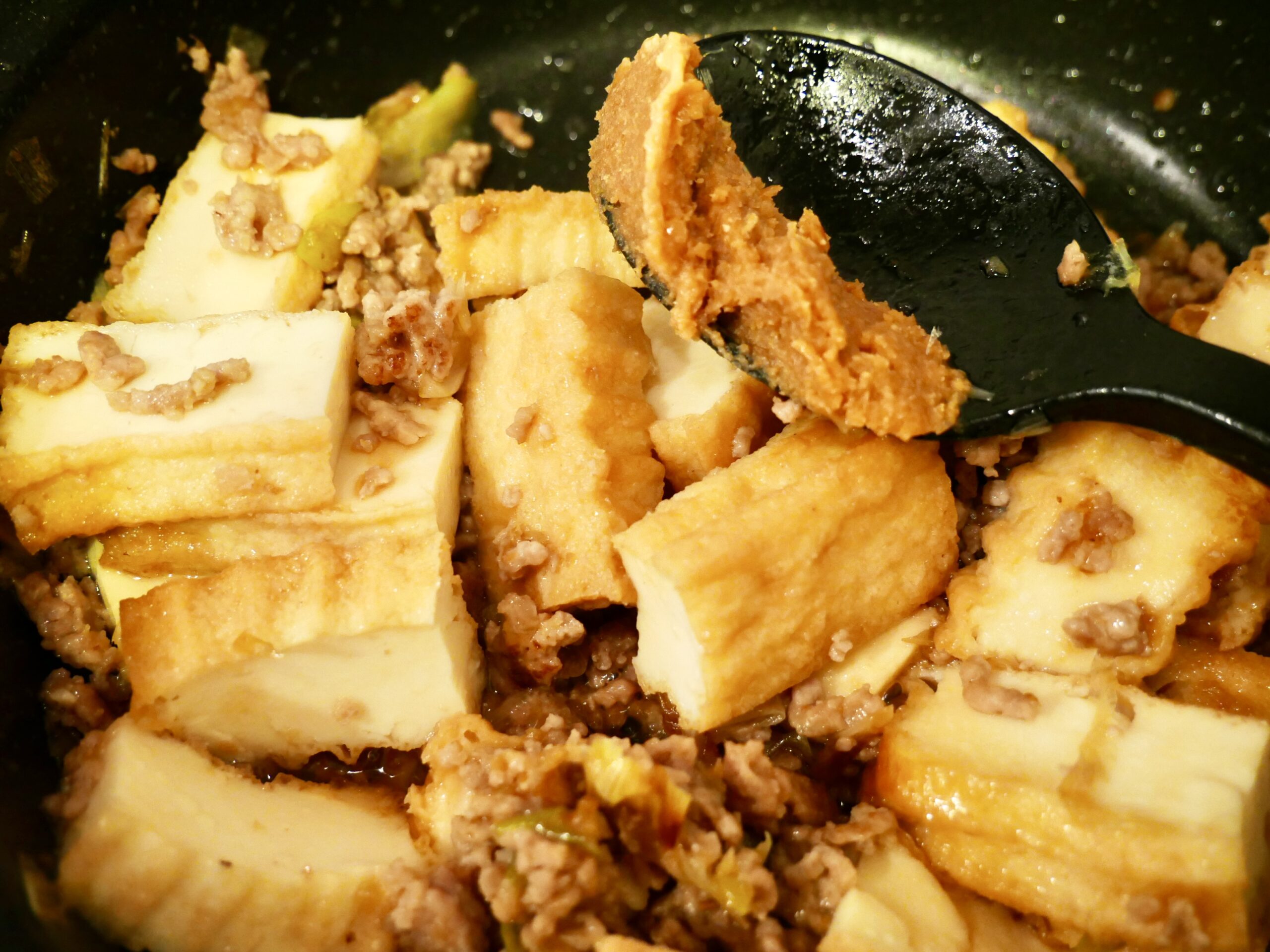 厚揚げのピリ辛味噌炒め