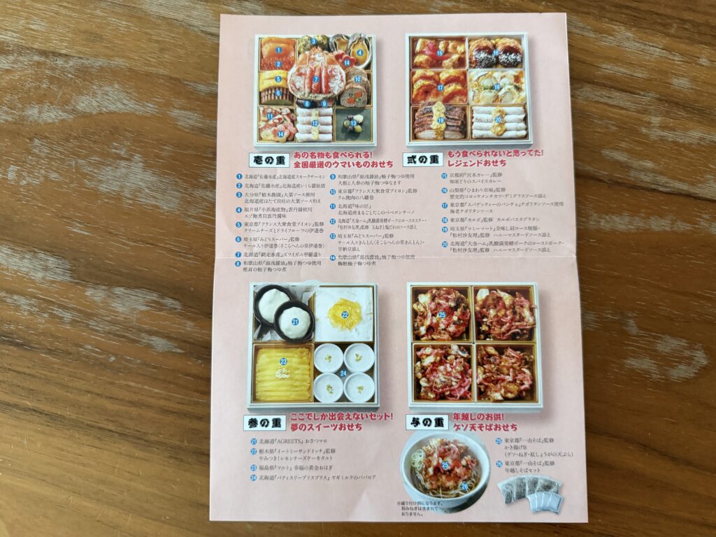 大丸松坂屋とテレビ番組がコラボした4段おせちの全体構成と内容一覧