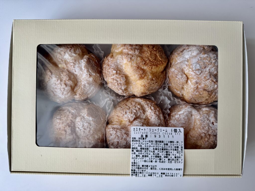 コストコのカスタードシュークリーム6個入りのパッケージ全体写真