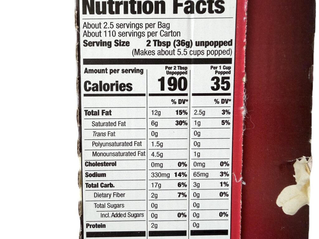 コストコ ポップコーン 栄養成分　カロリー