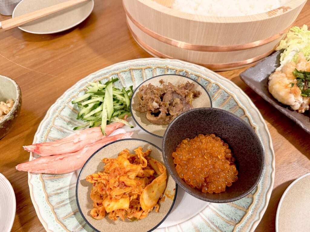 こどもの日 手巻き寿司 具材 いくら カニカマ きゅうり 盛り付け
