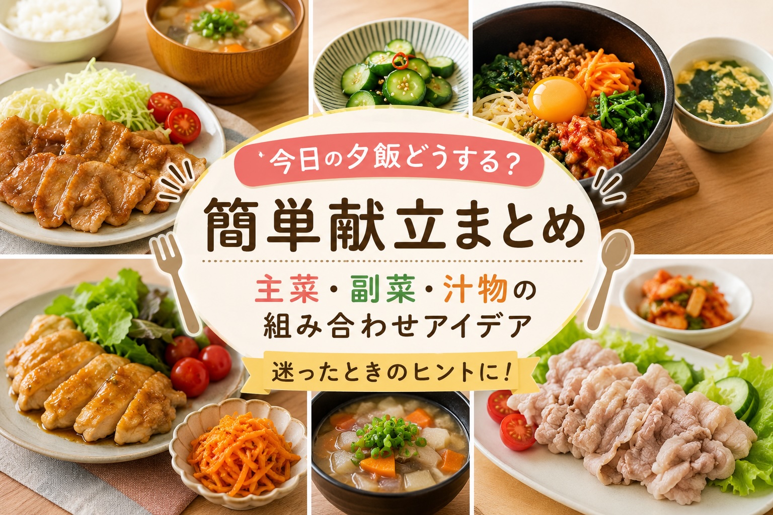 今日の夕飯どうする？簡単献立まとめ｜主菜・副菜・汁物の組み合わせアイデア
